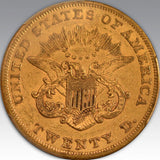 1854 $20 Libery Head Eagle Large Date AU 55
