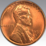 1955-S 1C, RD MS 66 RD