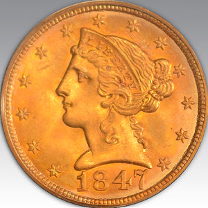 1847 $5 MS 66